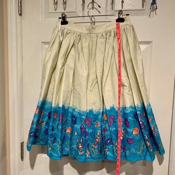 Collectif Retro Pinup Full Skirt Jasmine Seashell Border UK12/ US 8 MED NWT - Picture 12 of 15